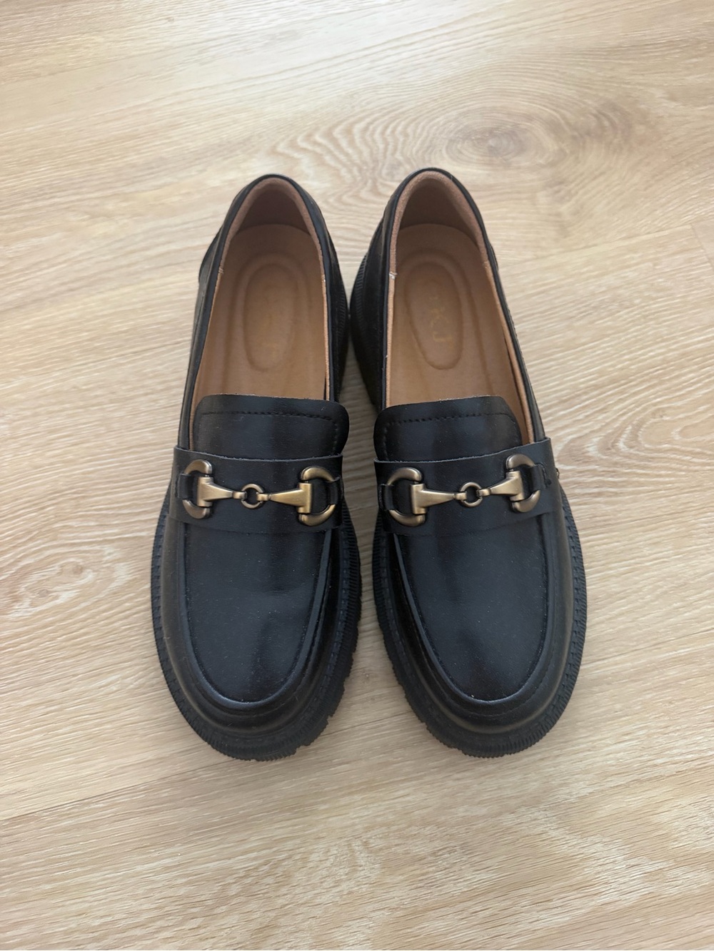 Black chunky loafers